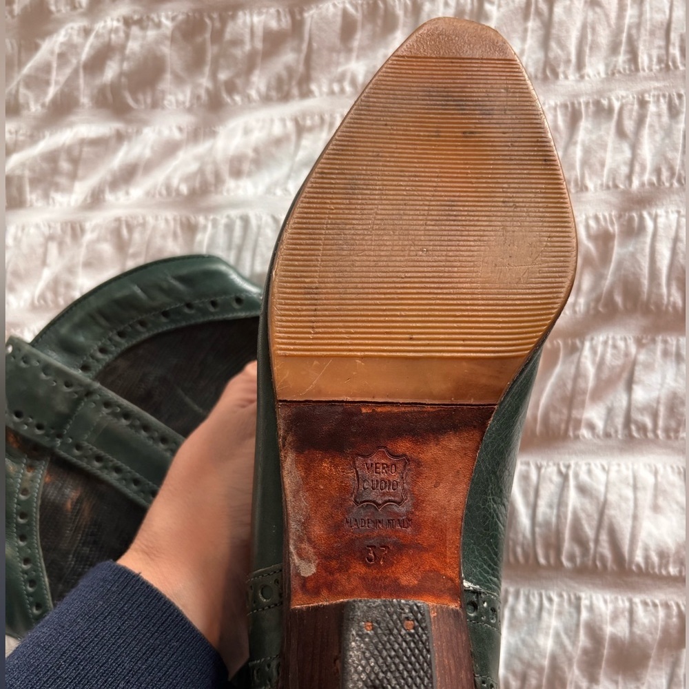 Vintage Green Leather Women's Tilbury23 Rue du Four Paris Cowboy Boots - Picture 4 of 8